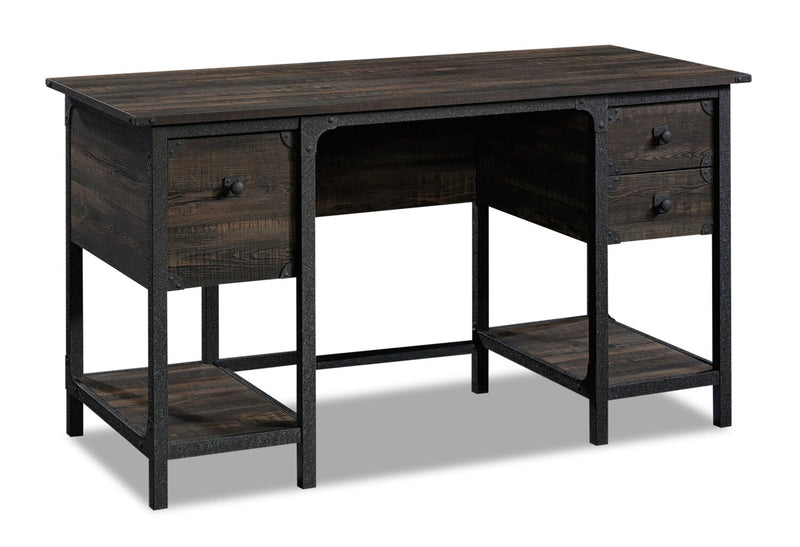 Lewis 54.02\" Executive Office Desk with 3-Drawers- Carbon Oak 