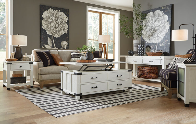 Harper 50\" Modern Lift Top Coffee Table with Storage and Casters - White Pine
