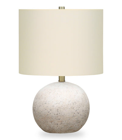 20" Grey Textured Concrete Table Lamp with Linen Shade|Lampe de table de 20 po béton texturé gris avec abat-jour lin