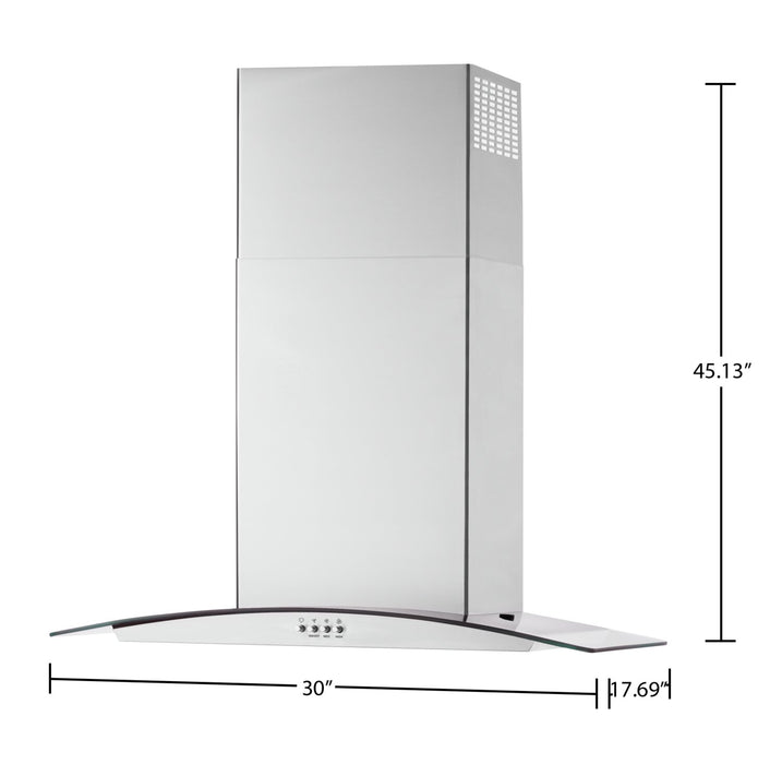 Whirlpool 30\" Glass Wall Mount Range Hood - WVW51UC0LS