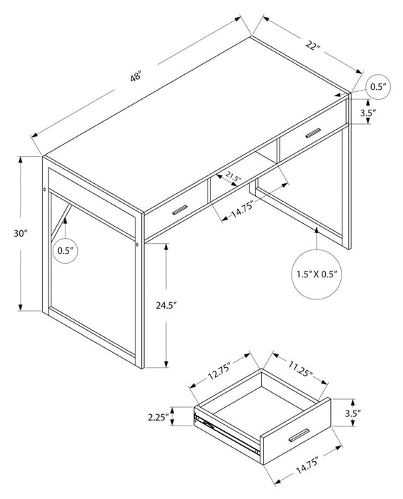 Xavier 48\" Office Desk with 2-Drawers & Cubby - White