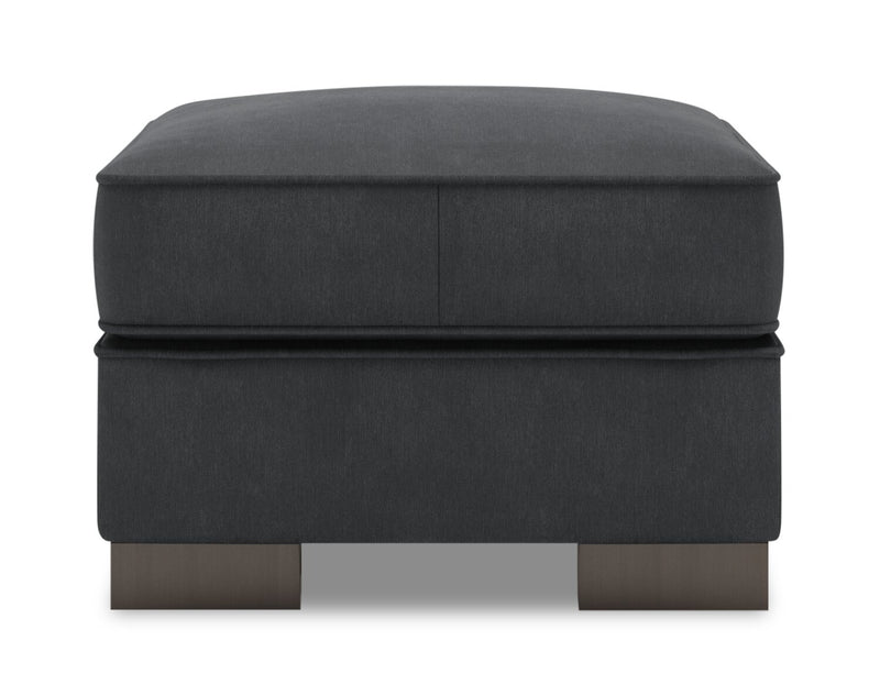 Made in Canada Customizable Sofa Lab Track 24\" Linen-Look Fabric Ottoman - Pax Pepper Grey