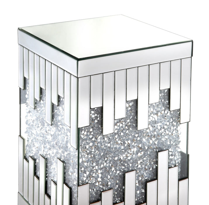 Lori 12\" Mirrored Accent Table with Crystals - Silver