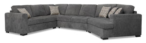 Izzy 4-Piece Chenille Sleeper Sectional with Right-Facing Cuddler - Pepper | Sofa-lit sectionnel Izzy 4 pièces en chenille avec fauteuil arrondi de droite - poivre | IZZCPRC4
