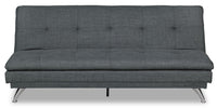 June Linen-Look Fabric Futon - Grey 