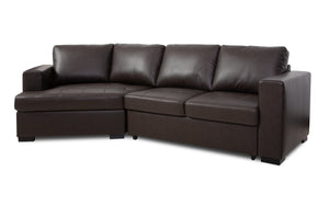 Izzy 2-Piece Leather-Look Fabric Sleeper Sectional with Left-Facing Cuddler - Chocolate | Sofa-lit sectionnel Izzy 2 pièces en tissu apparence cuir avec fauteuil arrondi de gauche - chocolat | IZZTCLC2