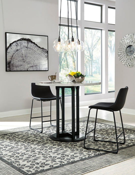 Cole Counter-Height Stool with Vegan Leather Fabric, Metal - Black