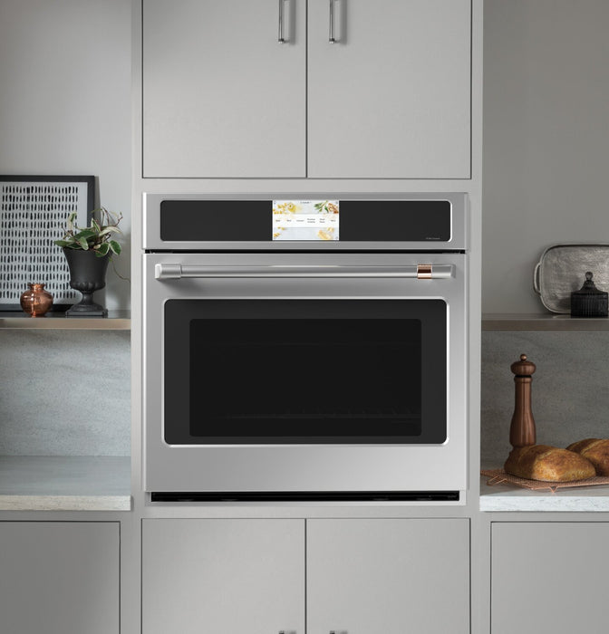 Cafe 30\" 5 Cu. Ft. Electric Wall Oven with True European Convection with Self Clean Racks - Stainless - CTS90DP2NS1