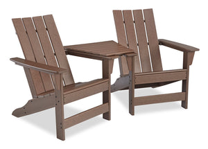 Nome Outdoor Patio 3pc Adriondack Set - High Density Plastic, UV & Weather Resistant - Brown
