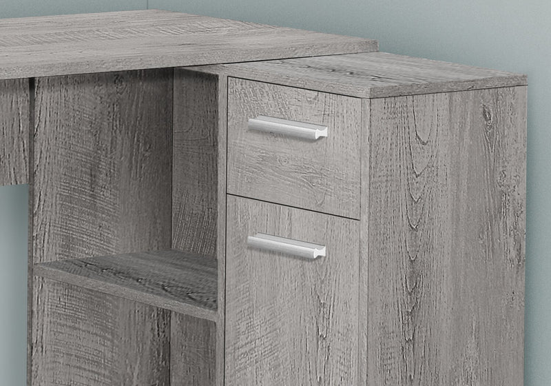 Bristol 46\" L-Shaped Computer Office Desk with Shelves, Drawer & Cabinet - Grey