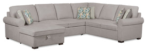 Haven 3-Piece Chenille Left-Facing Sleeper Sectional - Grey