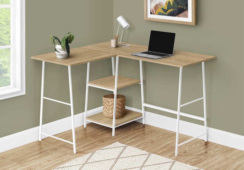 Evlin 42\" L-Shaped Office Desk with Shelves - Natural