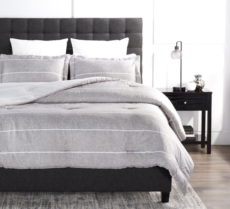 Stripes 3-Piece King Comforter Set - Grey