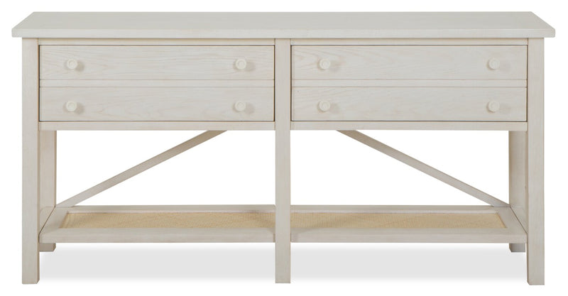 Ellison 60\" Traditional Sofa Table with Storage and Shelf - Antique White Wood