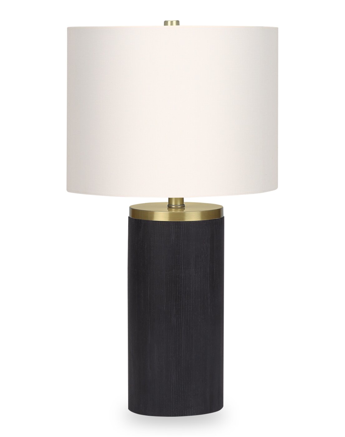 24" Black Concrete with Gold Accent Table Lamp with Ivory Shade - The Brick
