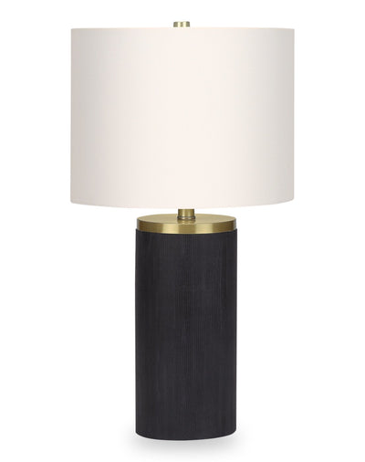 24" Black Concrete with Gold Accent Table Lamp with Ivory Shade|Lampe de table de 24 po béton noir avec touches dorées et abat-jour ivoire
