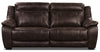 Novo Leather-Look Fabric Power Reclining Sofa - Brown