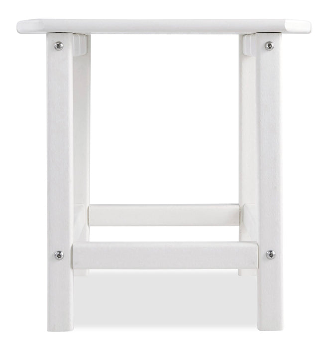 Bask Outdoor Patio End Table - 15\"W, High Density Plastic, UV & Weather Resistant - White