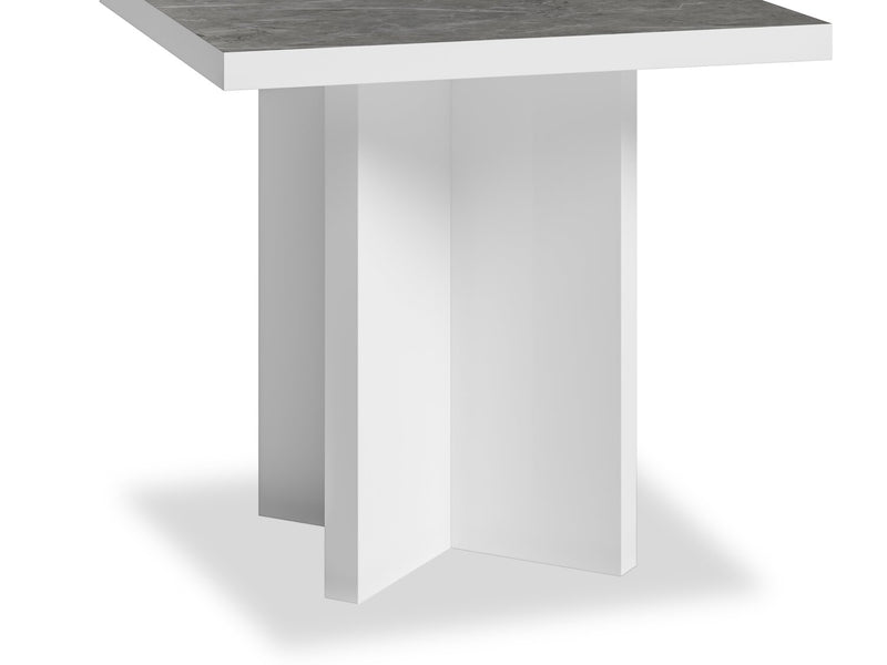 Marla 23.6\" Modern End Table - White and Grey with Marble Look