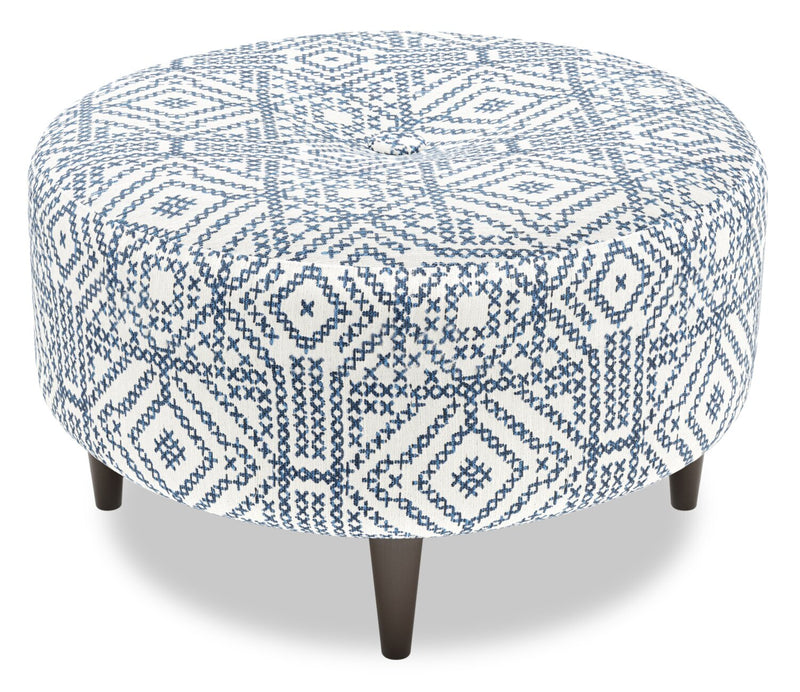 Made in Canada Customizable Sofa Lab The Curve 31\" Fabric Ottoman - Ink Multicolour