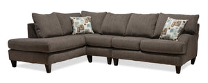 Nofia 3-Piece Chenille Left-Facing Sectional - Charcoal