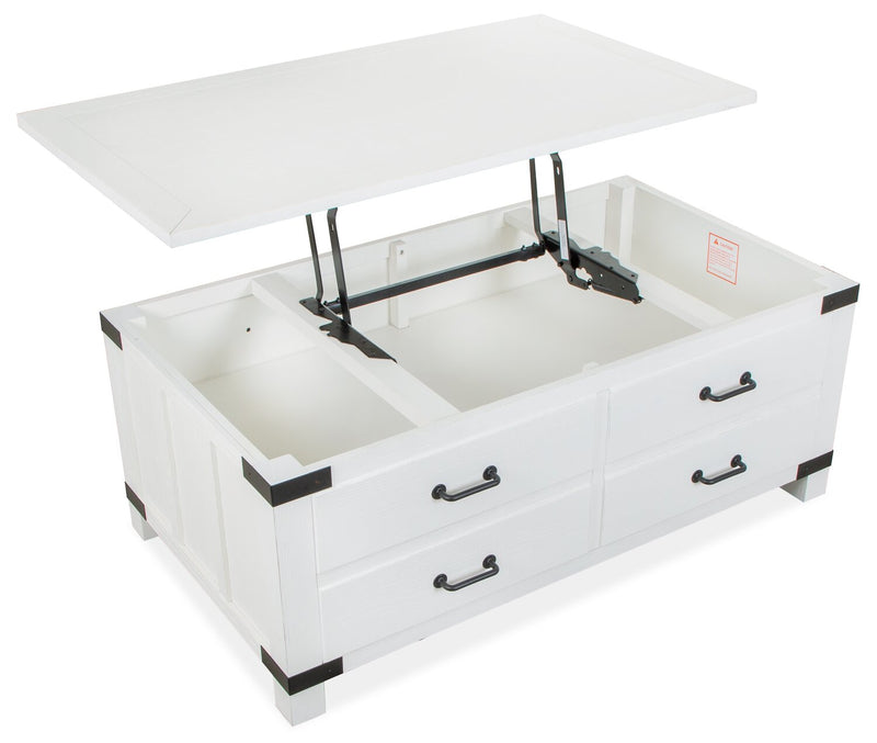 Harper 50\" Modern Lift Top Coffee Table with Storage and Casters - White Pine