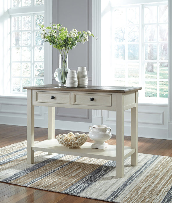 Colby 46\" Rustic Sofa Table with Storage and Shelf - Two Tone Wood