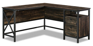 Lewis L-Shaped Desk - Carbon Oak 