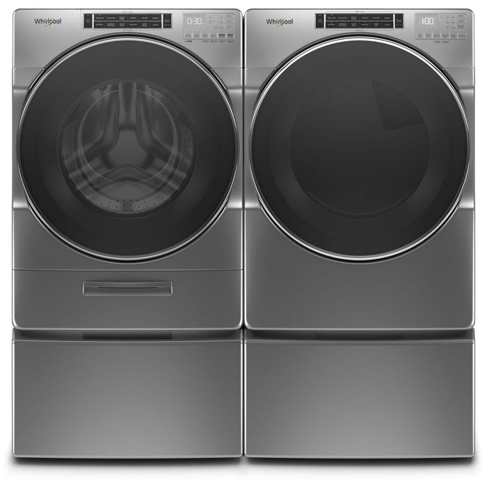 Whirlpool 5.8 Front-Load Washer and 7.4 Cu. Ft. Electric Dryer with Steam – Chrome Shadow 