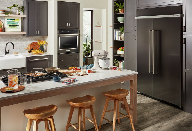 KitchenAid 48\" 30 Cu. Ft. Side-by-Side Refrigerator - Black Stainless Steel PrintShield™ - KBSN708MBS
