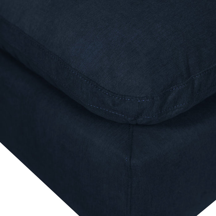 Eclipse Modular 38\" Linen-Look Fabric Armless Chair with Reversible Feather Down Cushions - Navy Blue