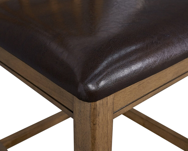 Dena Counter-Height Dining Chair with Vegan-Leather Fabric - Oak Brown