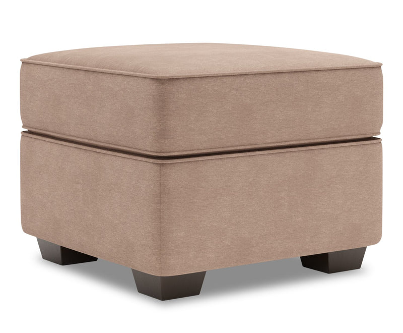Made in Canada Customizable Sofa Lab Roll 24\" Linen-Look Fabric Ottoman - Pax Wicker Brown