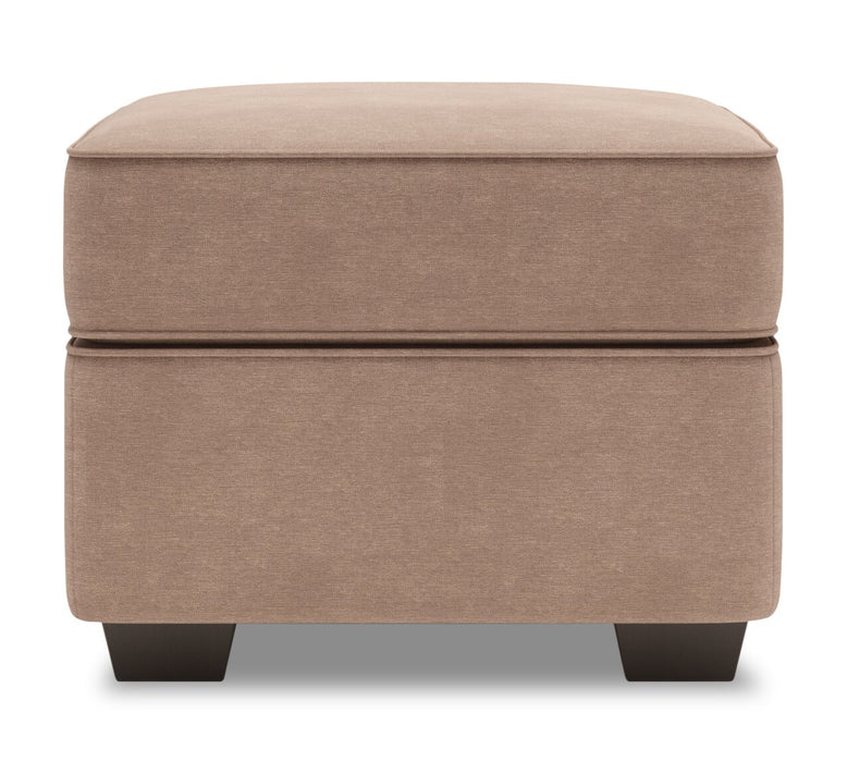 Made in Canada Customizable Sofa Lab Roll 24\" Linen-Look Fabric Ottoman - Pax Wicker Brown