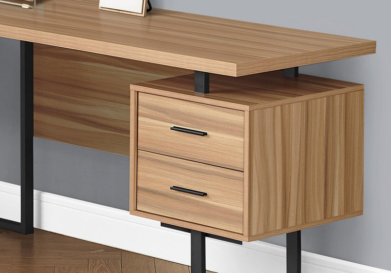 Marnie Reversible 71\" L-Shaped Corner Office Desk with 3-Drawers - Light Brown