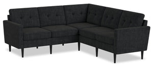 Scott Living BLOK Modular 5-Piece Fabric Sectional with Tuxedo Arms and Reversible Cushions - Charcoal Grey