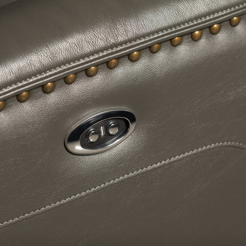 Quincy Genuine Leather Recliner Grey The Brick