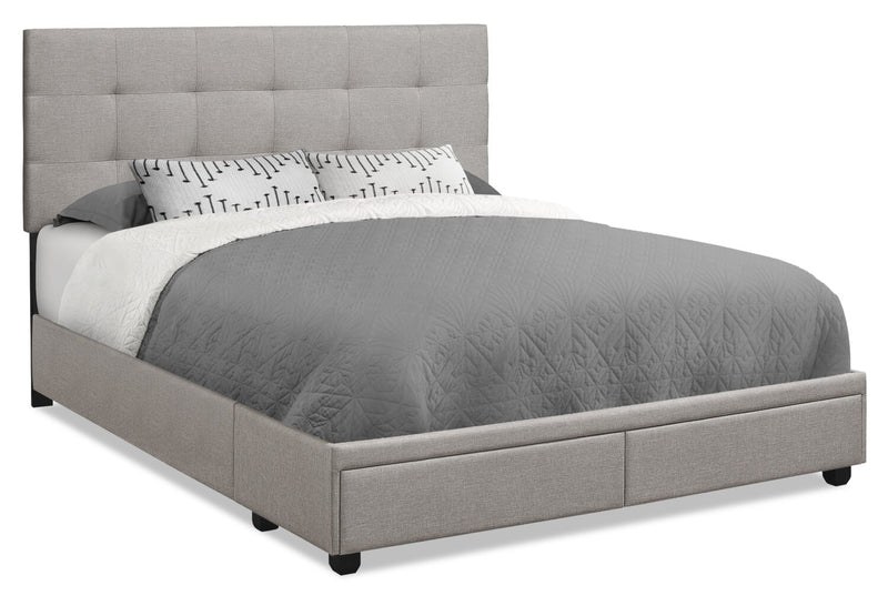 Minka Queen Bed with Storage - Grey - Contemporary style Bed in Grey Medium Density Fibreboard (MDF), Solid Woods