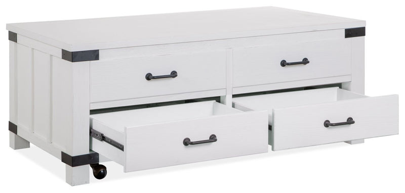 Harper 50\" Modern Lift Top Coffee Table with Storage and Casters - White Pine