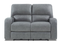 Sterling Genuine Leather Power Reclining Loveseat with Power Headrests - Grey 