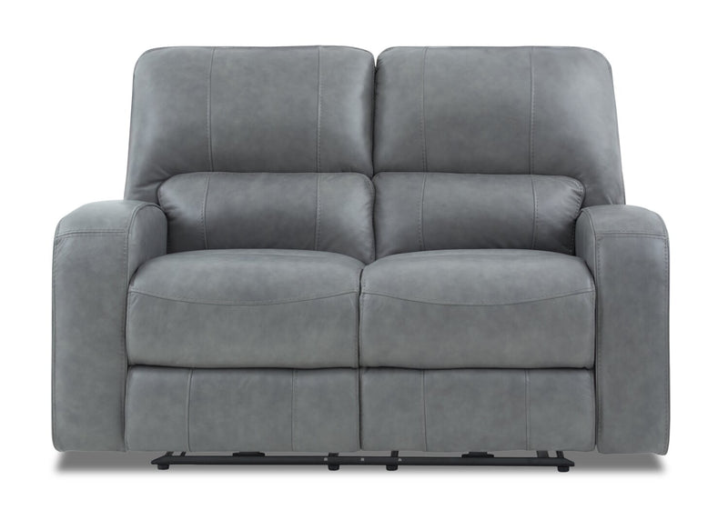 Sterling Genuine Leather Power Reclining Loveseat with Power Headrests - Grey