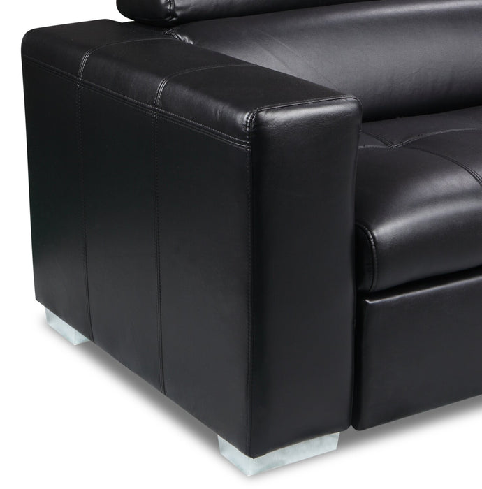 Drake 41.5\" Leather-Look Fabric Chair with Pull-Out Ottoman and Flip-Up Headrest - Black