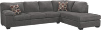 Made in Canada Morty 2-Piece Right-Facing Chenille Fabric Sectional with Sofa and Accent Pillows - Grey 