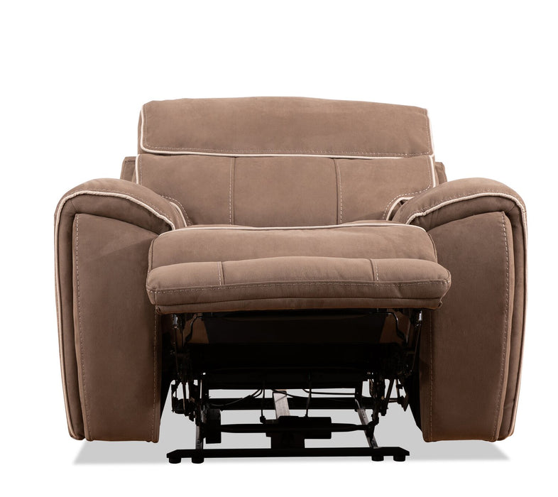Cindy Crawford Home Newport 43\" Faux Suede Power Reclining Chair with Power Headrest - Taupe