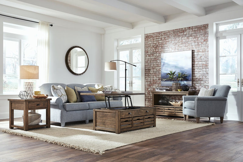 Stratton 24\" Rustic End Table with Storage and Shelf - Dark Brown Pine