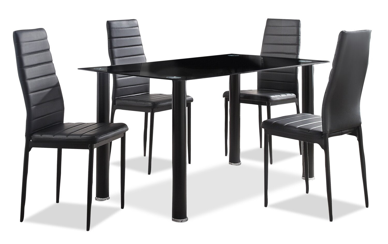 Onyx Dining Table with Glass Top, 55"W - Black - The Brick