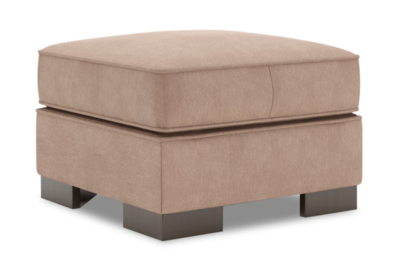 Made in Canada Customizable Sofa Lab Track 24\" Linen-Look Fabric Ottoman - Pax Wicker Brown