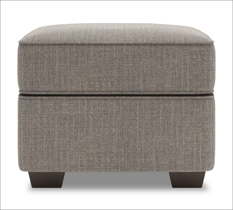 Made in Canada Customizable Sofa Lab Roll 24\" Linen-Look Fabric Ottoman - Luna Smoke Grey