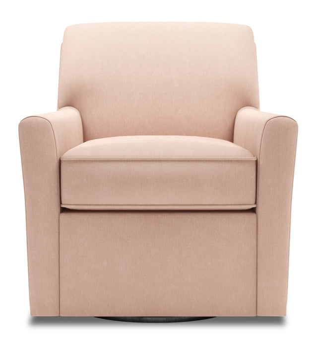 Made in Canada Sofa Lab Customizable Swivel 31\" Linen-Look Fabric Accent Chair - Pax Rose Pink