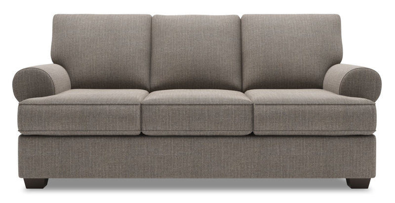 Made in Canada Customizable Sofa Lab Roll 86\" Linen-Look Fabric Sofa Bed with Rolled Arms - Luna Smoke Grey